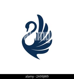 Nouveau luxe ailes propagation élégant swan logo design logo vector illustration signe Illustration de Vecteur