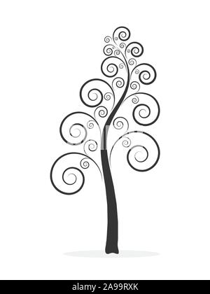 Résumé de l'arbre dessiné à la main. Arbre vecteur icône. L'icône arbre noir isolé Illustration de Vecteur