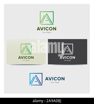 Lettre d'une icône, logo pour entreprise, maquette de carte en plusieurs couleurs Illustration de Vecteur