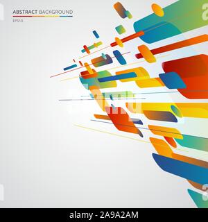 La composition dynamique de formes géométriques abstraites faites de différents point de vue diagonale lignes rondes colorées sur fond blanc. Motion design minimal. Illustration de Vecteur