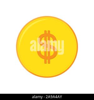 L'icône vecteur pièce d'un dollar. L'or symbole de dollar. L'icône de pièce d'un dollar vecteur isolé. Money concept Illustration de Vecteur