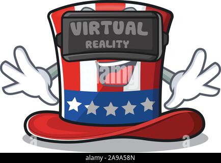 Caricature L'Oncle Sam hat avec la réalité virtuelle Illustration de Vecteur