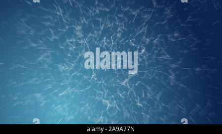 Bleu abstrait géométrie floue et la connexion réseau filaire point dans l'espace sur fond bleu. La sécurité de l'ordinateur et la science futuristics concept. Banque D'Images