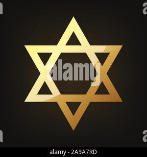 Golden Star de David. Vector illustration. Sceau de Salomon sur fond sombre. Illustration de Vecteur