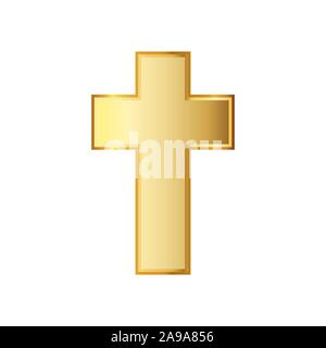Croix chrétienne en or. Vector illustration. Croix chrétienne en or isolé sur fond blanc. Illustration de Vecteur