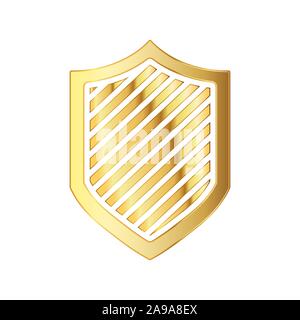 L'icône de bouclier d'or. Vector illustration. Bouclier d'or isolé sur fond blanc. Illustration de Vecteur