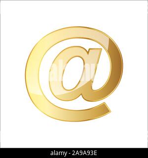 L'icône e-mail d'or. Vector illustration. Symbole e-mail or isolé sur fond blanc. Illustration de Vecteur