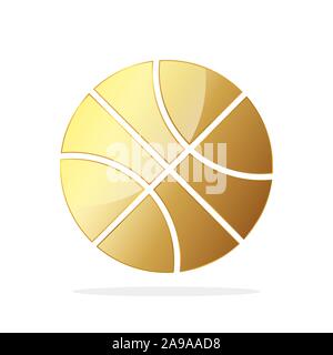 Golden ball Basket-ball icône. Vector illustration. Balle de basket-ball de l'or, isolé sur fond blanc. Illustration de Vecteur