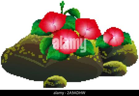 Gloire du matin rouge fleurs sur fond blanc illustration Illustration de Vecteur