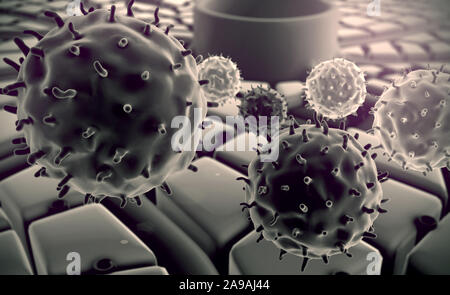 Structure du foie, attaque de virus le foie, le système immunitaire humain, surface du foie, les cellules du foie, maladie du foie, du foie, de structure Banque D'Images