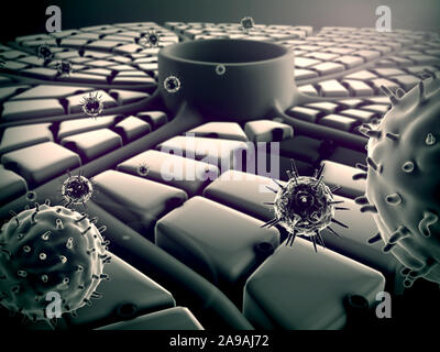 Structure du foie, attaque de virus le foie, le système immunitaire humain, surface du foie, les cellules du foie, maladie du foie, du foie, de structure Banque D'Images