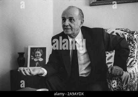 Ramiz Alia, Ex-Président de l'Albanie, à Tirana, Albanie, 1992. Banque D'Images