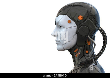 Femme Robot android, sci-fi de l'intelligence artificielle des femmes Contexte de rendu 3D Banque D'Images