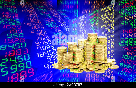 Affichage du stock market quotes avec coin pour le fond Banque D'Images