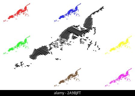 Aleutians East Borough en Alaska (quartiers et secteurs de recensement en Alaska, États-Unis d'Amérique,USA, États-Unis, US) map vector illustration gribouillage, croquis Illustration de Vecteur