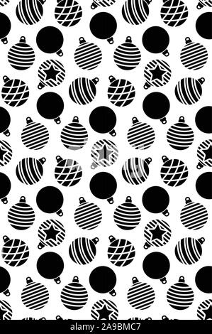 Des boules de Noël. Décoration monochrome résumé des icônes pour les cartes de Nouvel An. Modèle sans couture Illustration de Vecteur