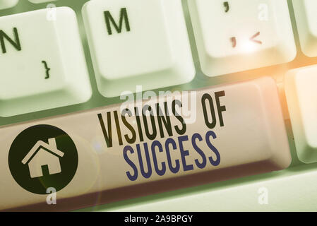 La main conceptuel montrant des visions de succès. Sens Concept fin clair résultat de l'Objectif Objectif Plan Perspective Banque D'Images