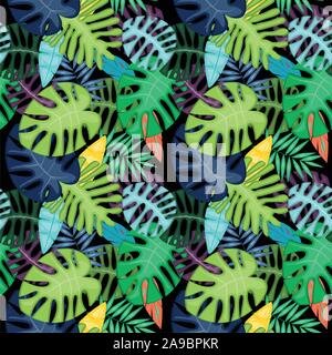 Feuille tropicale sans motif ou Background Vector Illustration de Vecteur
