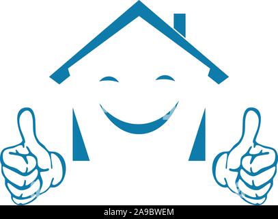 Chambre, les mains, le sourire, l'immobilier, de l'emblème Illustration de Vecteur