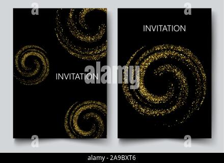 Deux template design d'invitation avec paillette d'or.conception festive,cartes postales,invitations brochures Illustration de Vecteur