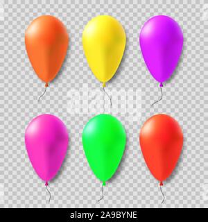 Ensemble de ballons colorés gel sur un fond transparent. vector illustration Illustration de Vecteur