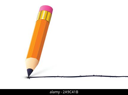 Crayon avec gomme objet isométrique avec icône réaliste pour l'école ad à thème Illustration de Vecteur
