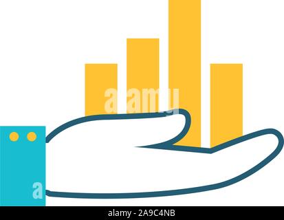 La main avec barres statistiques icône isolé infographique Illustration de Vecteur