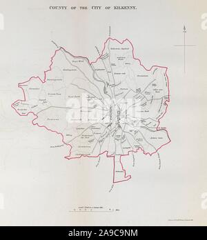 'Comté DE LA VILLE DE KILKENNY' ville / quartier plan. La Loi sur la réforme de la carte 1832 Leinster Banque D'Images