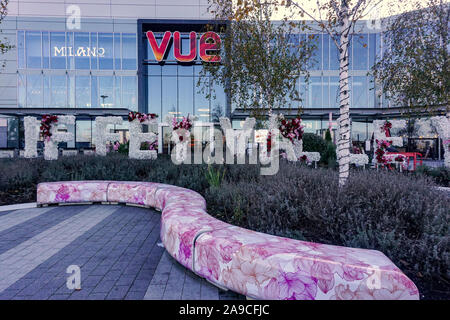 L'entrée du cinéma Vue dans centre commercial Liffey Valley dans l'ouest de Dublin. Banque D'Images