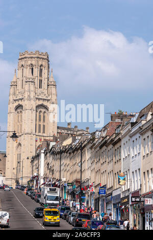 Wills Memorial Building Tower vue depuis St Park, Bristol, England, UK Banque D'Images