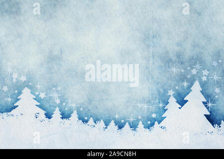 Une aquarelle de droit d'un joli fond de noël bleu Banque D'Images