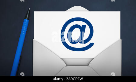 Illustration 3d d'une enveloppe avec un e-mail Inscription Banque D'Images