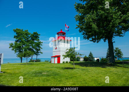 Phare de Goderich à Goderich (Ontario) Canada est la plus ancienne station de phare canadien sur le lac Huron et la première était composée d'une paire de feux d'établir Banque D'Images