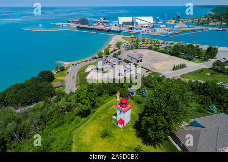 Phare de Goderich à Goderich (Ontario) Canada est la plus ancienne station de phare canadien sur le lac Huron et la première était composée d'une paire de feux d'établir Banque D'Images