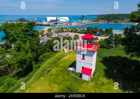 Phare de Goderich à Goderich (Ontario) Canada est la plus ancienne station de phare canadien sur le lac Huron et la première était composée d'une paire de feux d'établir Banque D'Images