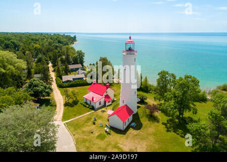 Pointe-clark, construit entre 1855 et 1859, fait partie d'un important système de "Impérial" phares sur le lac Huron et la baie Georgienne (Ontario) C Banque D'Images