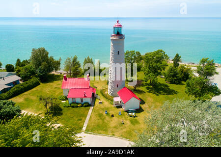 Pointe-clark, construit entre 1855 et 1859, fait partie d'un important système de "Impérial" phares sur le lac Huron et la baie Georgienne (Ontario) C Banque D'Images