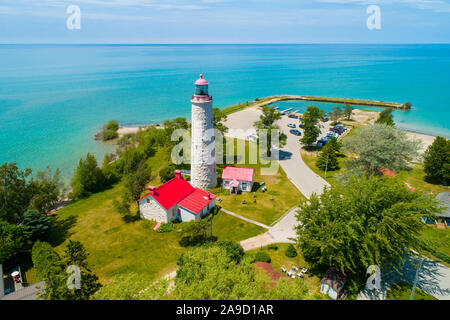 Pointe-clark, construit entre 1855 et 1859, fait partie d'un important système de "Impérial" phares sur le lac Huron et la baie Georgienne (Ontario) C Banque D'Images