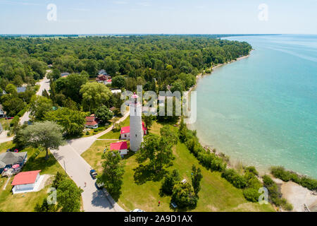 Pointe-clark, construit entre 1855 et 1859, fait partie d'un important système de "Impérial" phares sur le lac Huron et la baie Georgienne (Ontario) C Banque D'Images