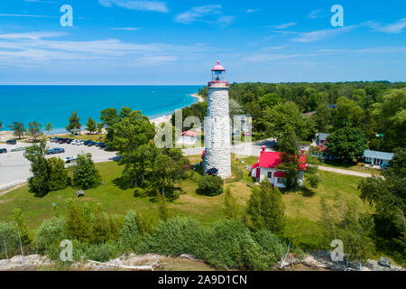 Pointe-clark, construit entre 1855 et 1859, fait partie d'un important système de "Impérial" phares sur le lac Huron et la baie Georgienne (Ontario) C Banque D'Images