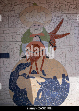 Nasreddin Hodja, mosaïque sur donkey, Aksehir, Turquie Banque D'Images