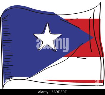 Drapeau de Porto Rico. Dessin à la main - Vector illustration Illustration de Vecteur