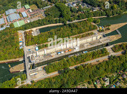 Rhine-Herne Herne-Ost serrure sur le canal, Horsthausen, Herne, Ruhr, Rhénanie du Nord-Westphalie, Allemagne Banque D'Images