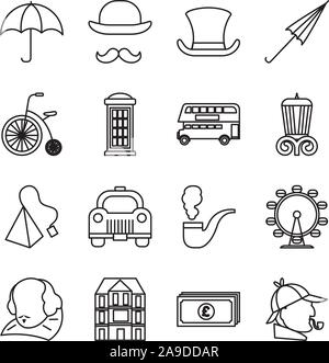 Ensemble d'icônes set pays londres Illustration de Vecteur