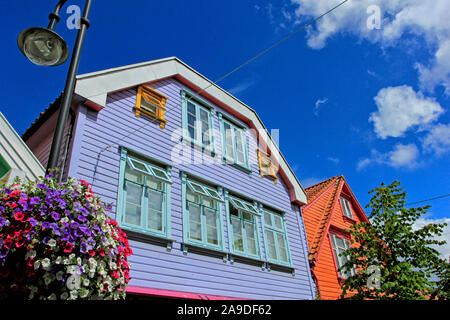 Vieille ville de maisons dans Gamle Stavanger, Stavanger, Rogaland, Banque D'Images