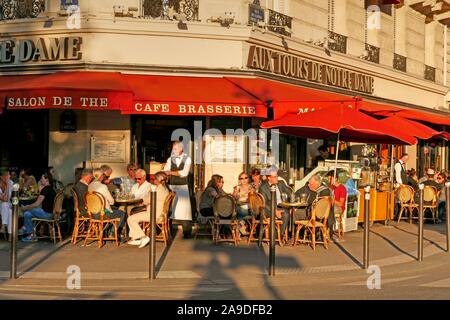 Café Aux Tours de Notre Dame, l'Ile de la Cité, Paris, Ile de France, France Banque D'Images