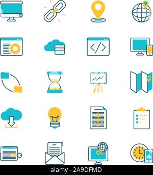 E-learning et des icônes d'entreprise Illustration de Vecteur