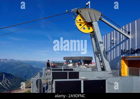 Chemin de fer du sommet du téléphérique Nebelhorn Nebelhorn, près d'Oberstdorf, Allgäu, souabe, Bavière, Allemagne Banque D'Images