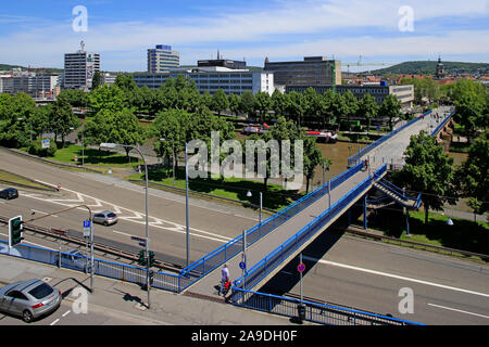 Vieux pont et l'autoroute A620, Saarbrücken, Saarland, Allemagne Banque D'Images