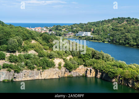 Bornholm, péninsule Hammaren, carrière, Opale et marteau lake Banque D'Images